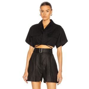 MATTHEW BRUCH Cropped Safari Shirt In Black - 1